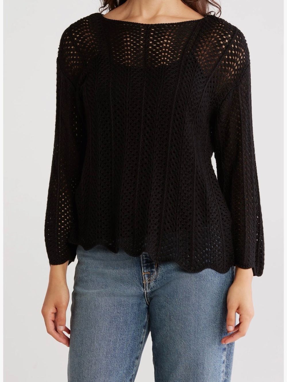 Chelsea & Theodore Black Open-Knit swearer